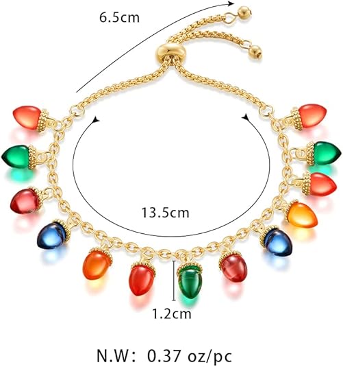 511drSZf0-L._AC_SY535_ Women’s Christmas Light Bead Charm Bracelet - Image 3