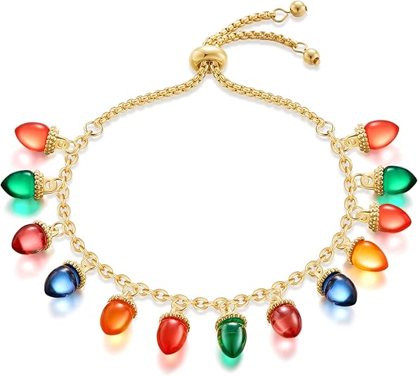 71U57gqmAvL._AC_SY535_ Women’s Christmas Light Bead Charm Bracelet